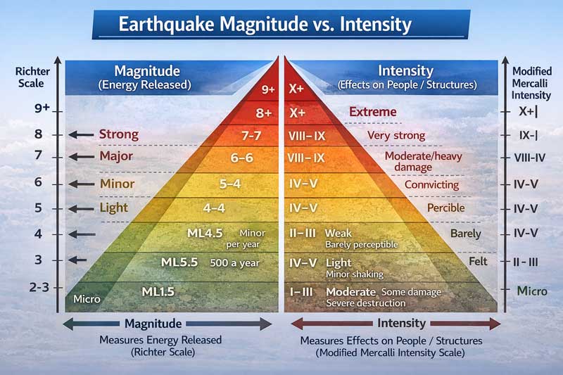 earthquake magnitude vs intensity chart