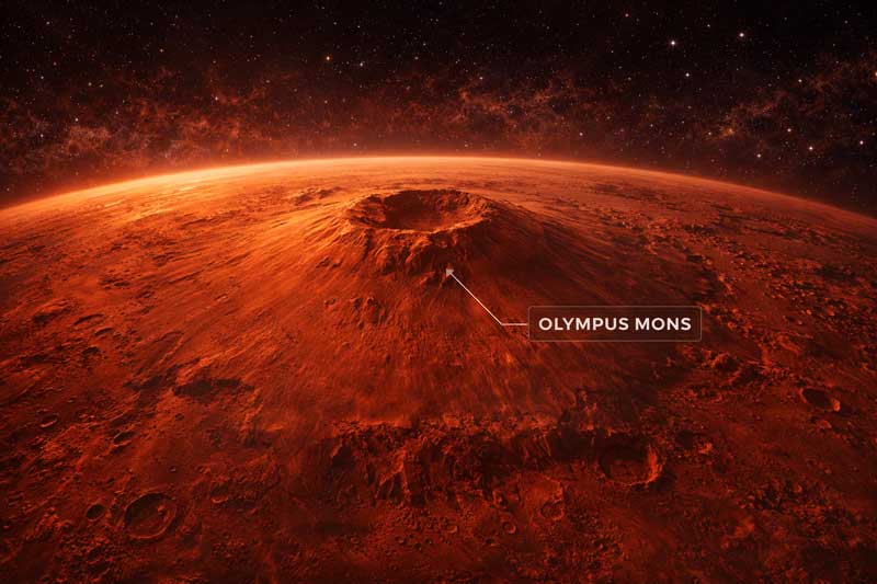 Olympus Mons volcano on Mars surface