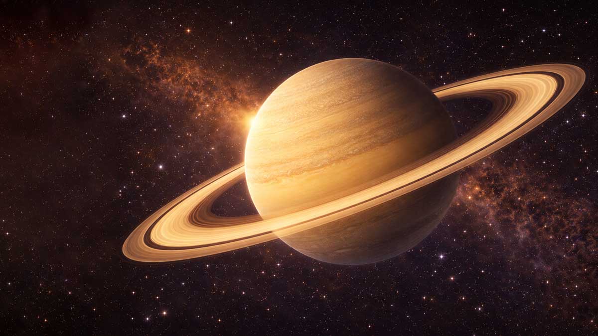 Saturn planet with its large ring system