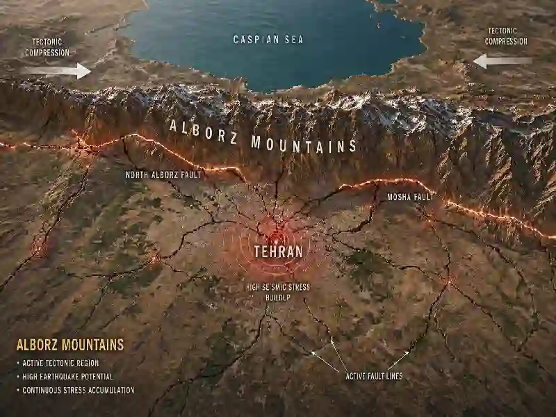 Alborz mountains Iran active fault lines