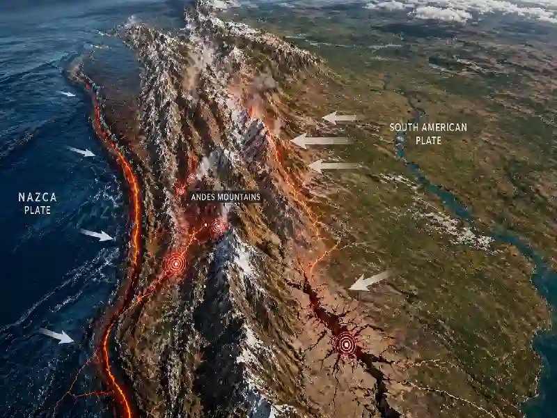 Andes mountains Argentina tectonic compression
