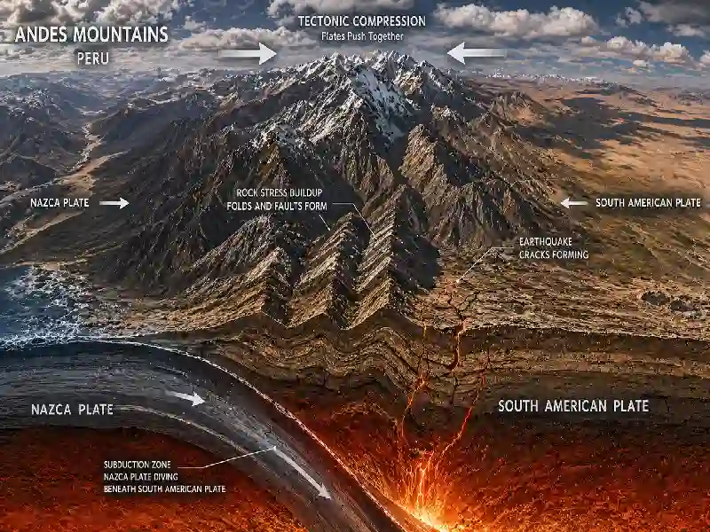 Andes mountains Peru tectonic compression