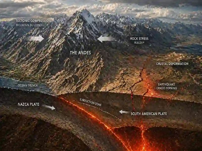 Andes mountains tectonic compression