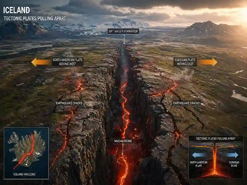 Iceland tectonic plates pulling apart