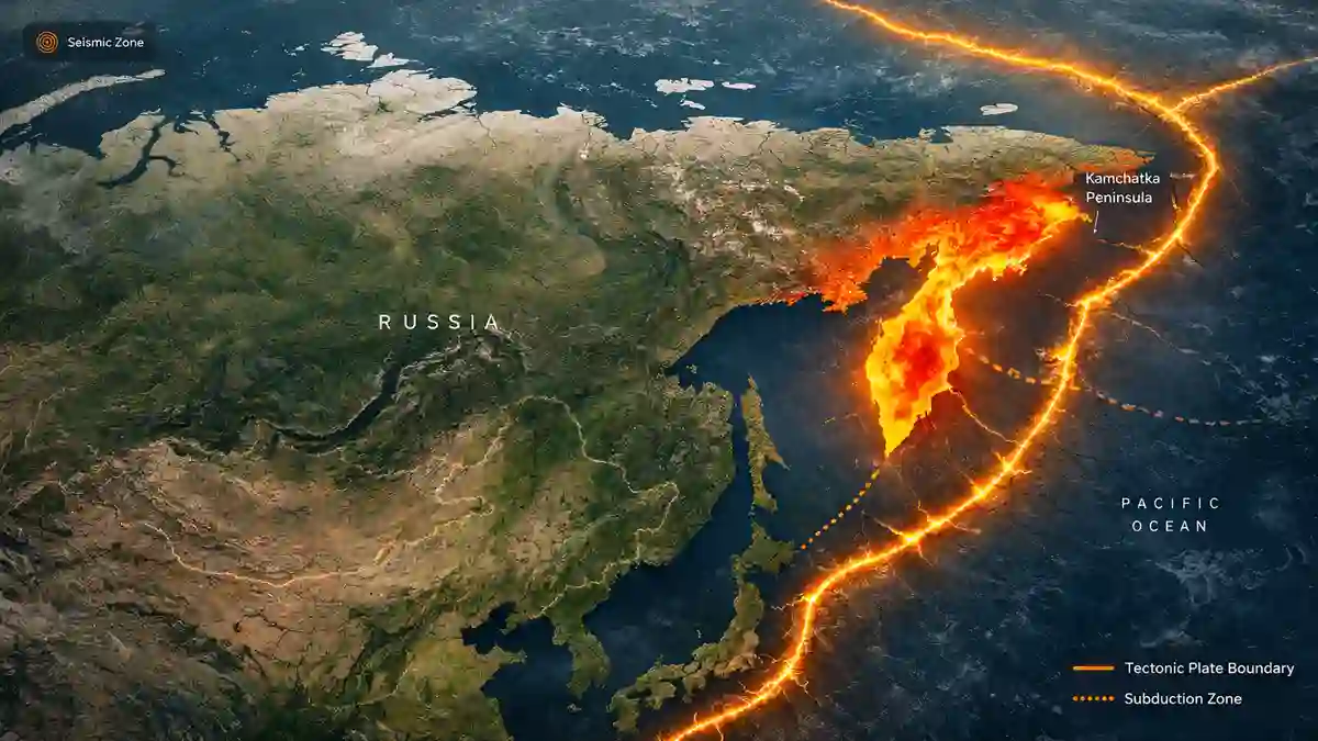 Russia earthquake map showing Kamchatka and major seismic zones