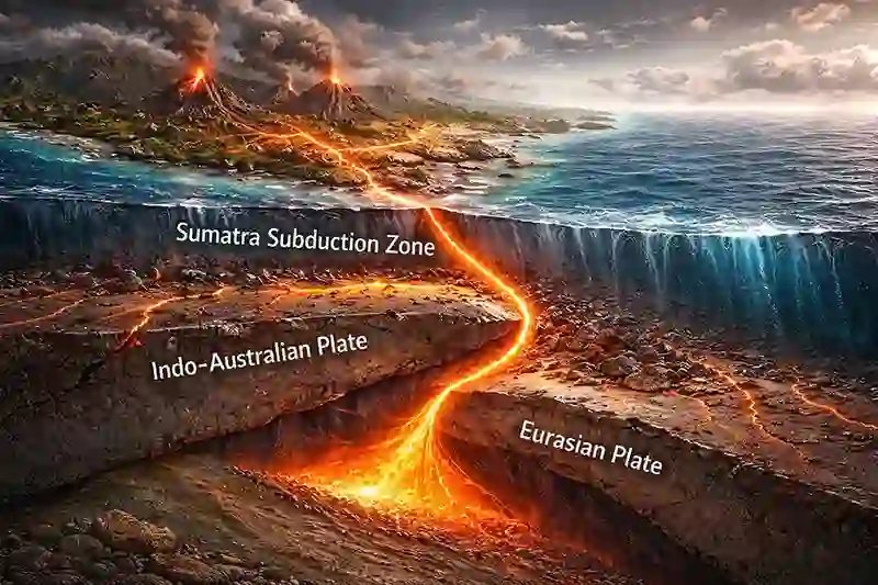 Sumatra subduction zone deep ocean trench