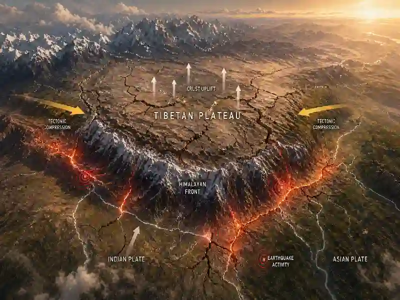 Tibetan plateau tectonic compression
