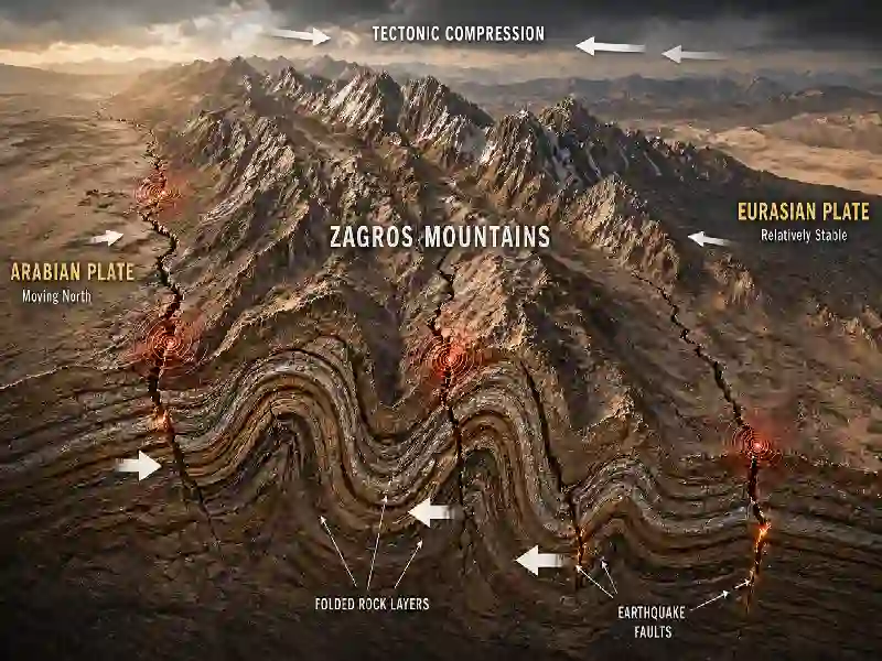 Zagros mountains tectonic compression