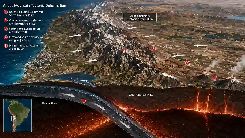 Andes mountain tectonic deformation