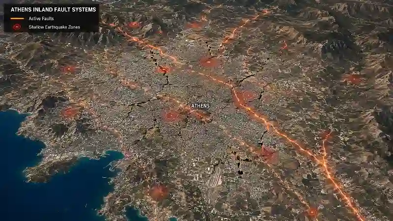 Athens inland fault systems