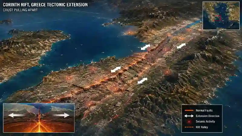Corinth Rift Greece tectonic extension