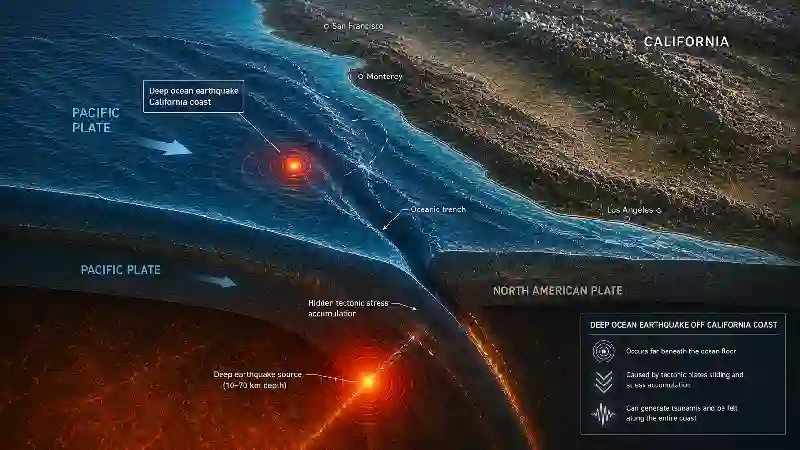 Deep ocean earthquake California coast