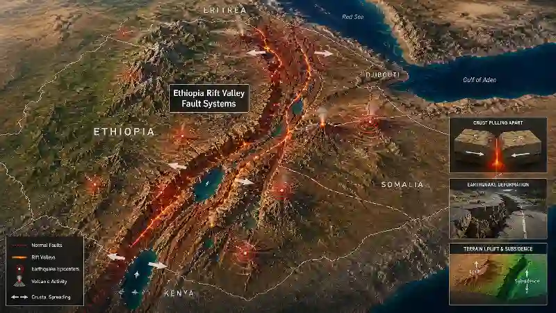 Ethiopia Rift Valley fault systems