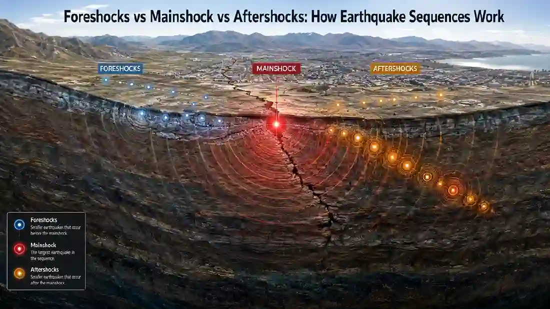 Foreshocks vs Mainshock vs Aftershocks.