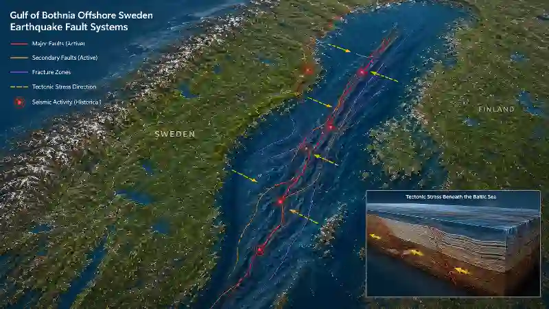 Gulf of Bothnia offshore Sweden earthquake fault systems