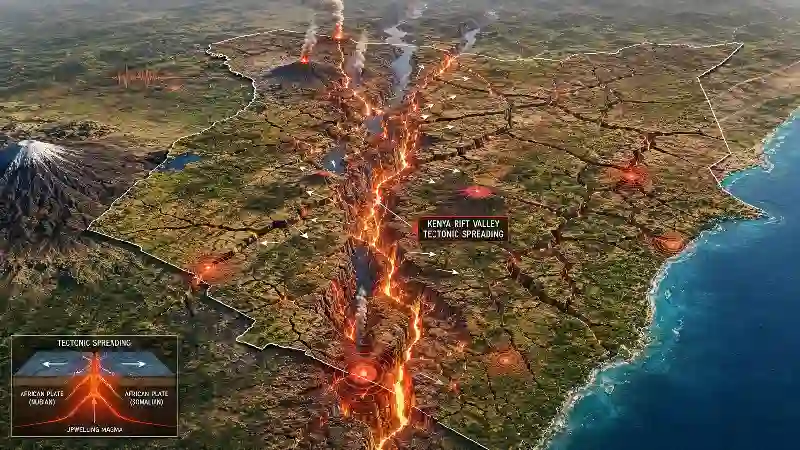 Kenya Rift Valley tectonic spreading