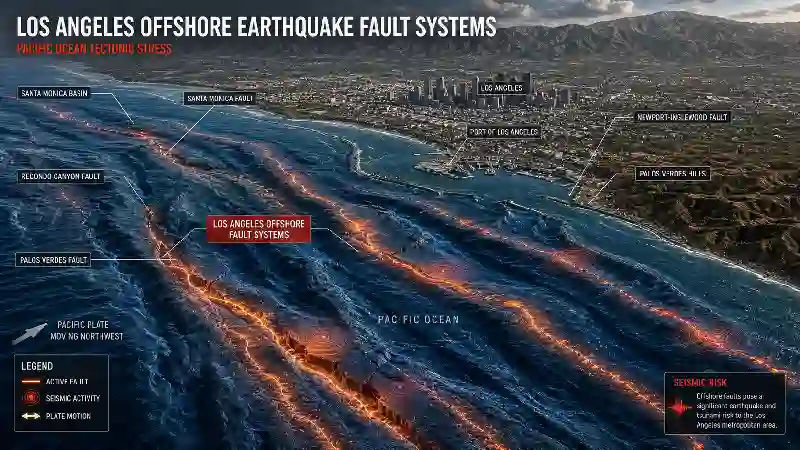 Los Angeles offshore earthquake fault systems