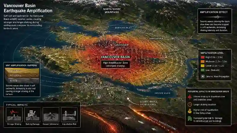 Vancouver basin earthquake amplification