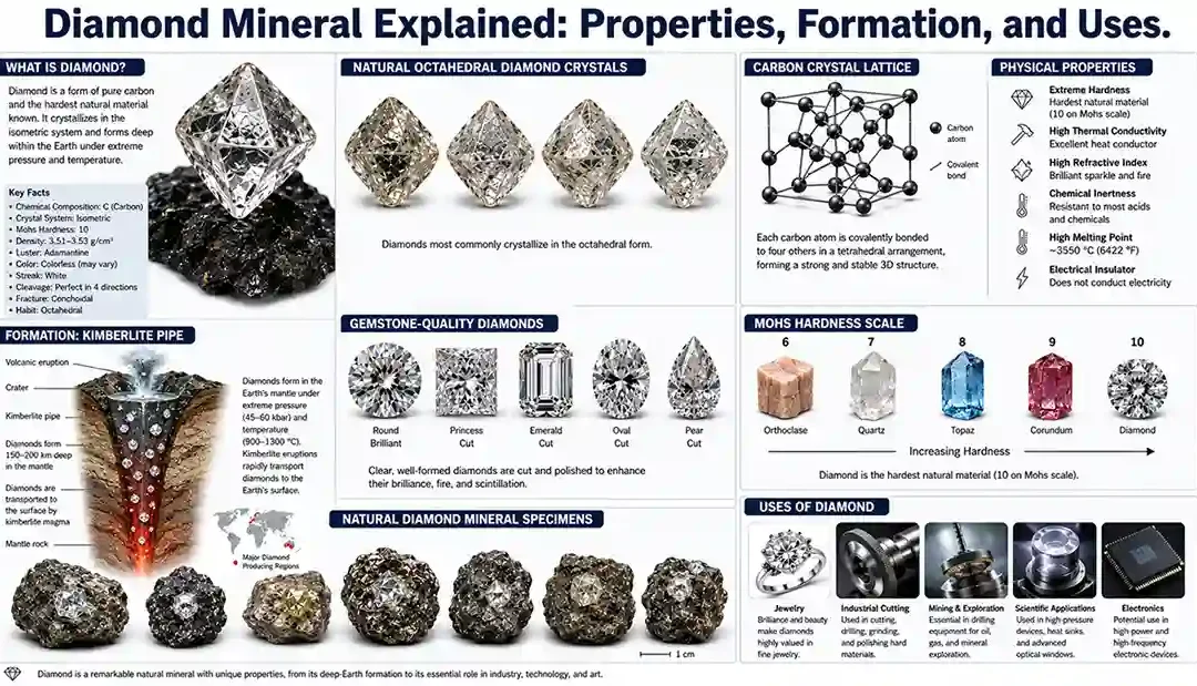 Diamond Mineral Explained: Properties, Formation, and Uses