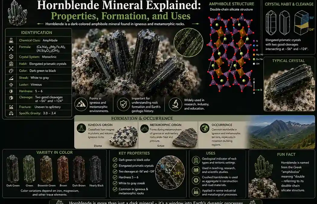 Hornblende Mineral Explained: Properties, Formation, and Uses