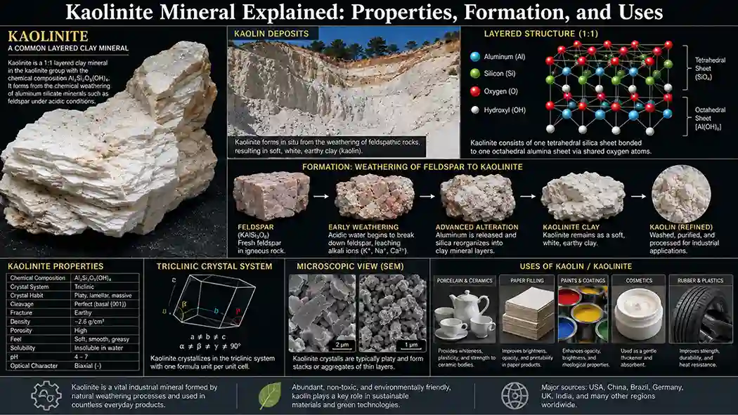 Kaolinite Mineral Explained: Properties, Formation, and Uses