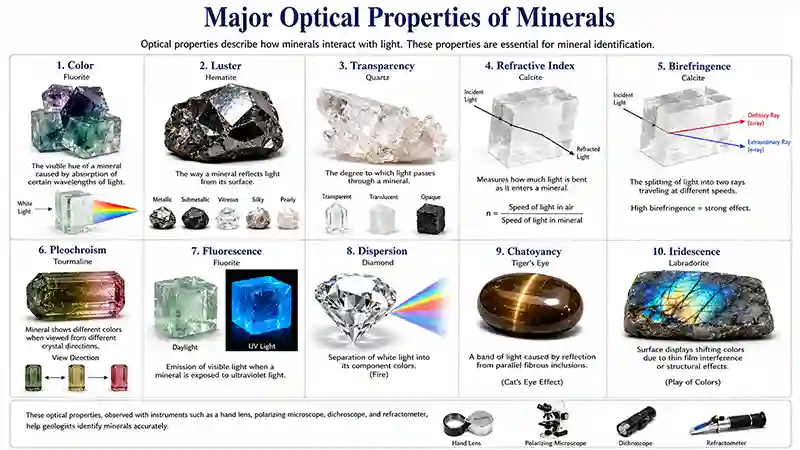Major Optical Properties of Minerals