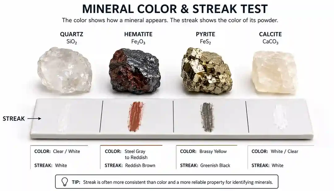 Mineral Color and Streak in Mineral Identification