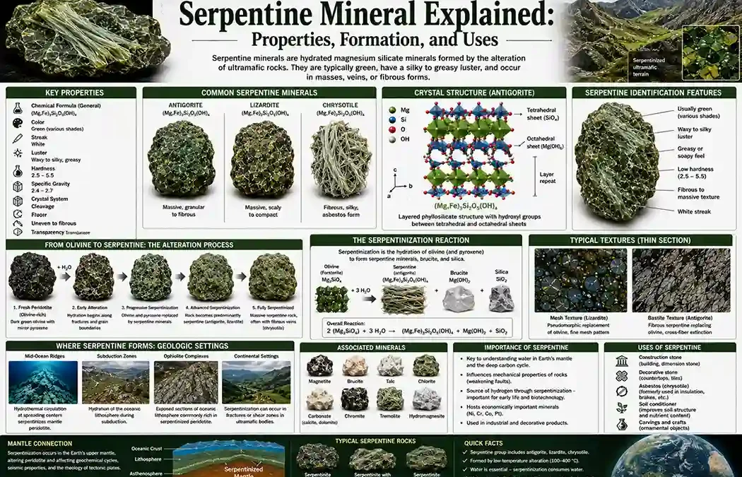 Serpentine Mineral Explained: Properties, Formation, and Uses