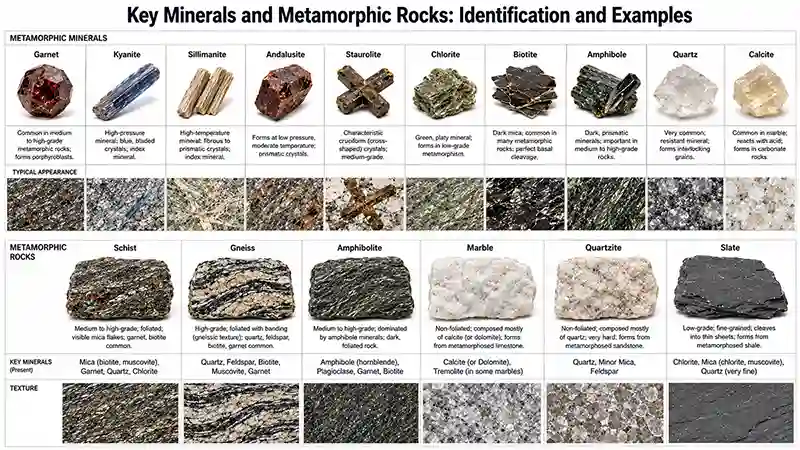 Common Minerals in Metamorphic Rocks