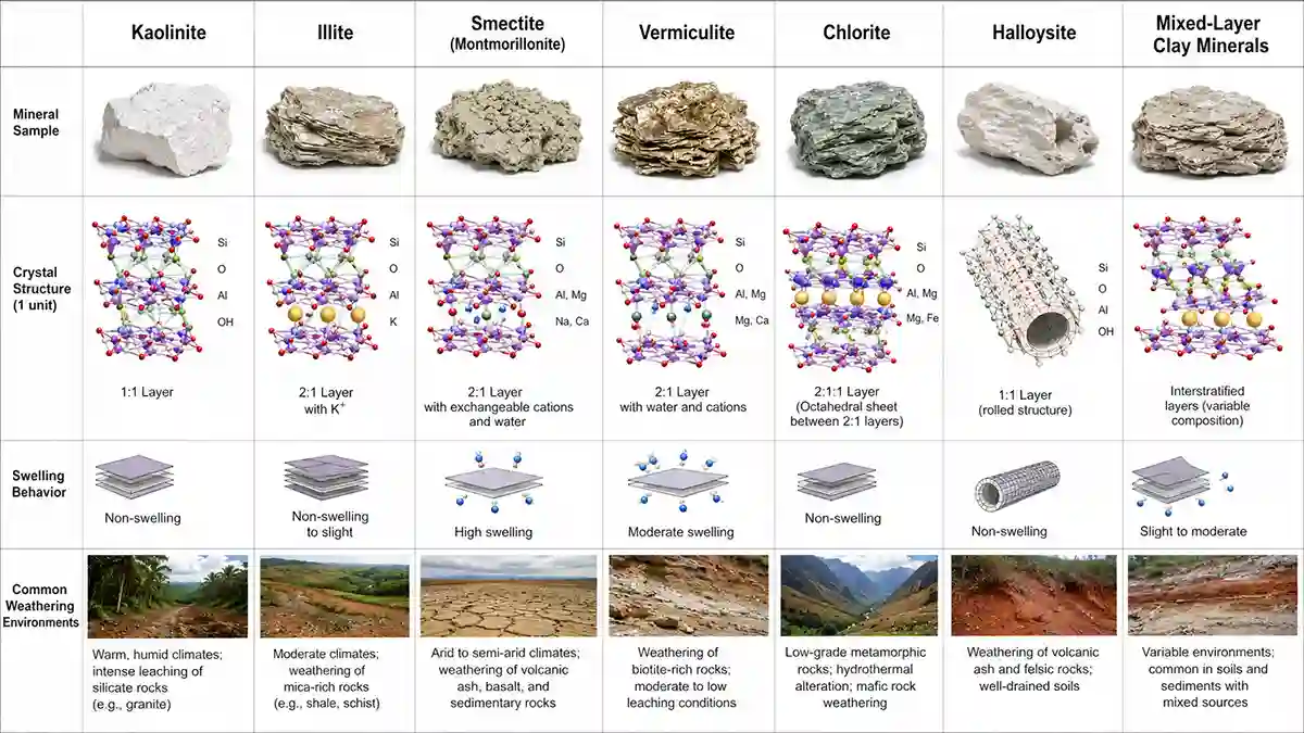 Major Types of Clay Minerals