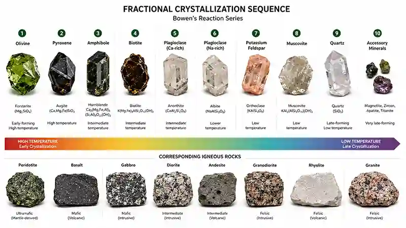 Minerals Formed During Fractional Crystallization