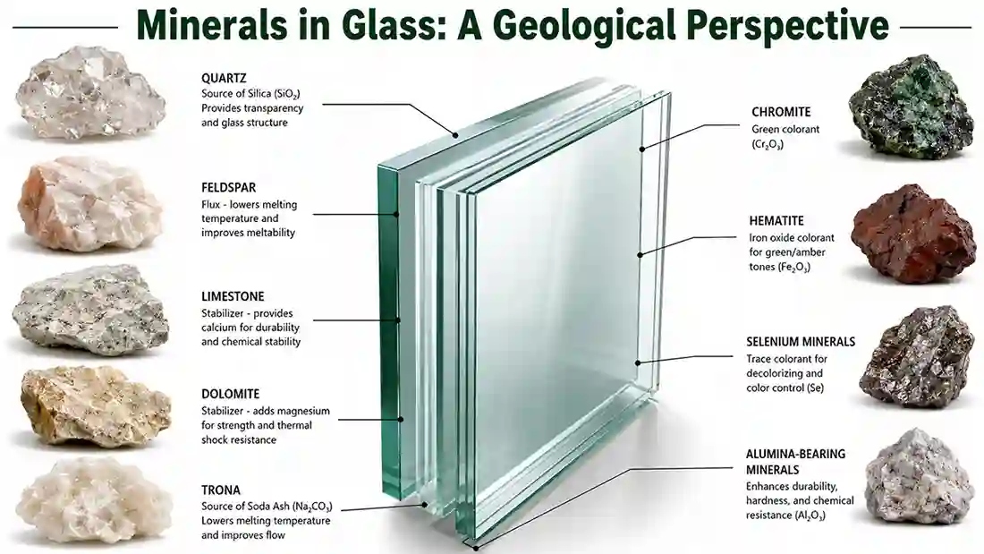 Minerals in Glass A Geological Perspective