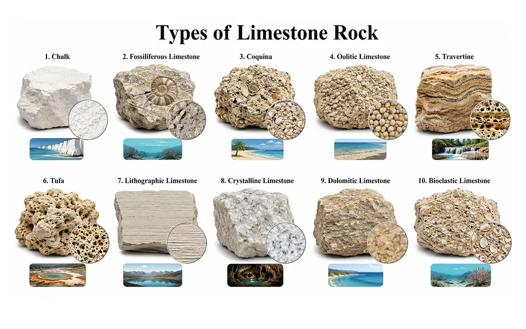 types of limestone rock