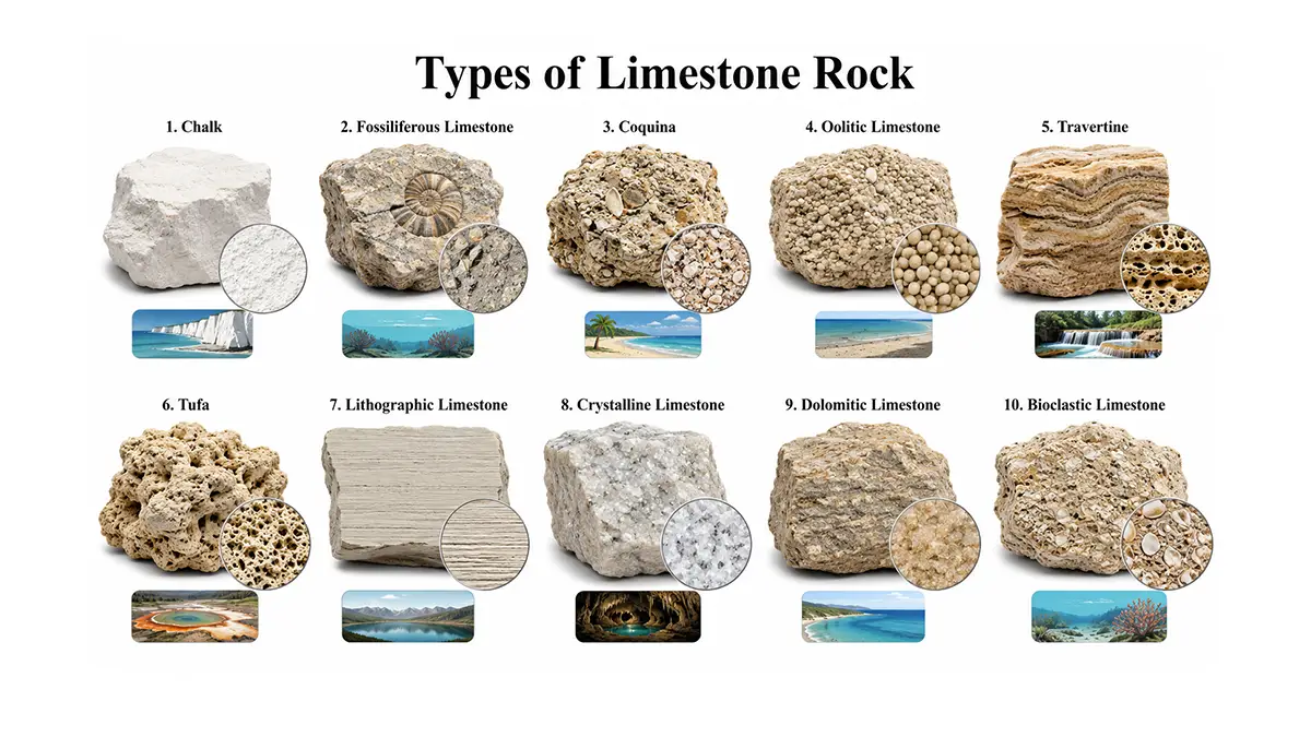 types of limestone rock