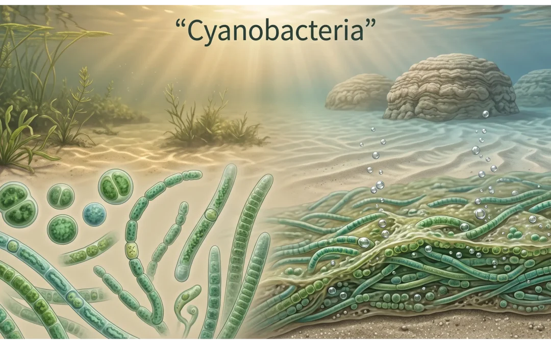 Cyanobacteria showing photosynthesis, microbial mats, stromatolites, and diverse environments