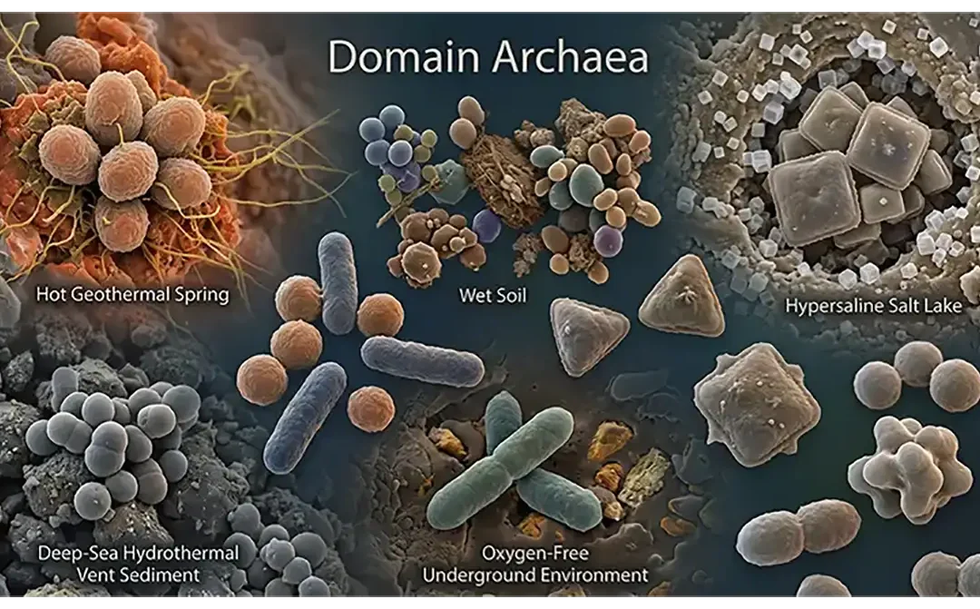 Domain Archaea microorganisms living in diverse extreme and ordinary environments
