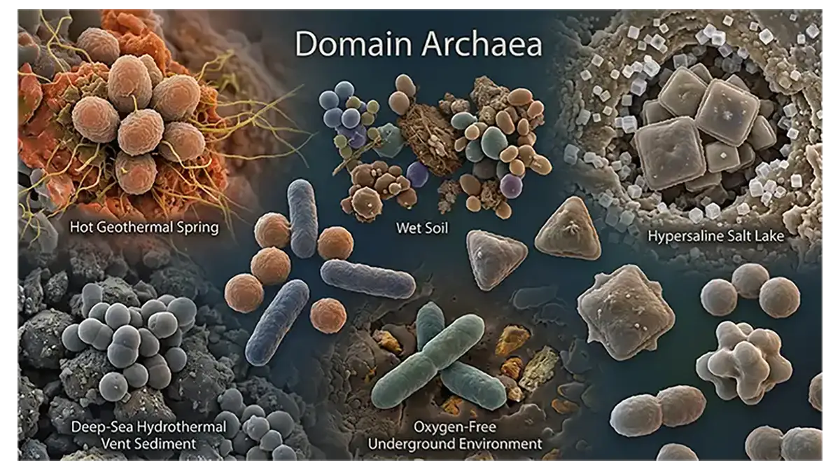 Domain Archaea microorganisms living in diverse extreme and ordinary environments