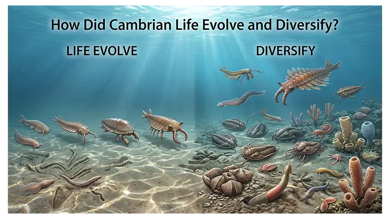 Cambrian marine animals showing evolutionary diversification and increasing ecological complexity