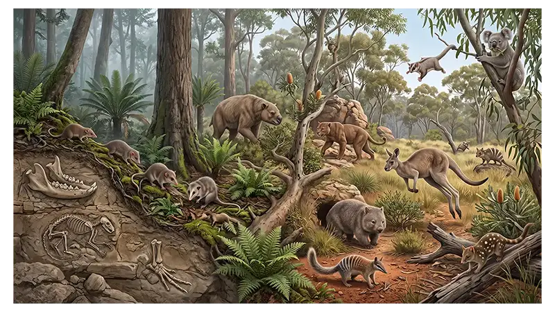 Marsupial evolution shown from ancient forms to modern Australian species