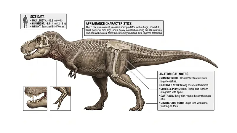 Tyrannosaurus Size, Appearance and Anatomy