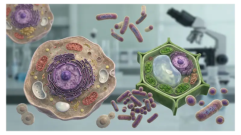 Microscopic living cells representing the study of cell biology
