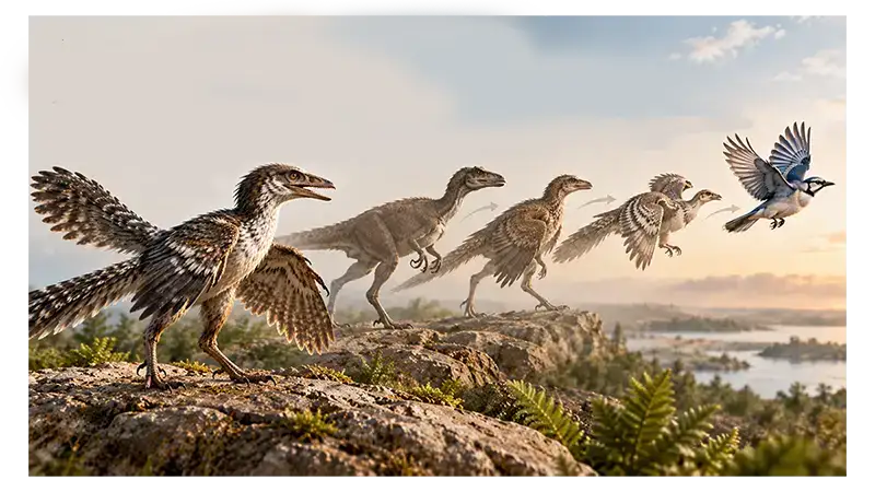 Archaeopteryx illustrating the evolution of birds from theropod dinosaurs