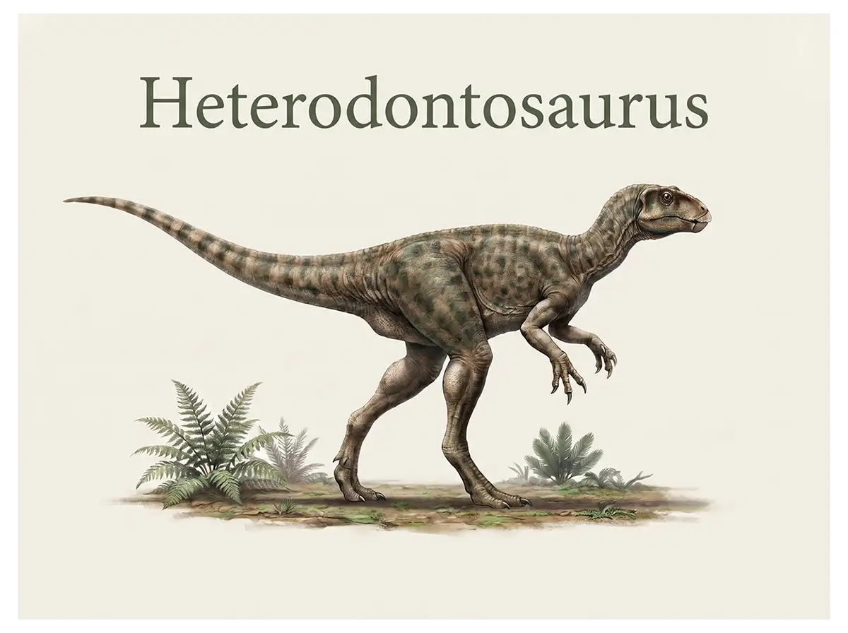 Heterodontosaurus tucki in an Early Jurassic landscape in southern Africa