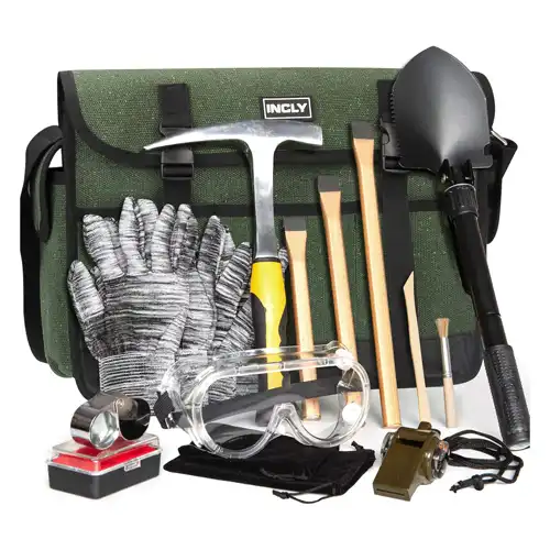 INCLY 15 PCS Geology Rock Pick Hammer Kit
