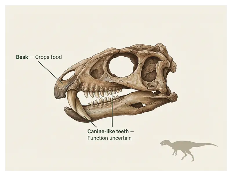 Heterodontosaurus skull showing different types of teeth